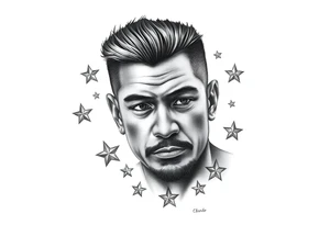 last Name Obando with stars tattoo idea