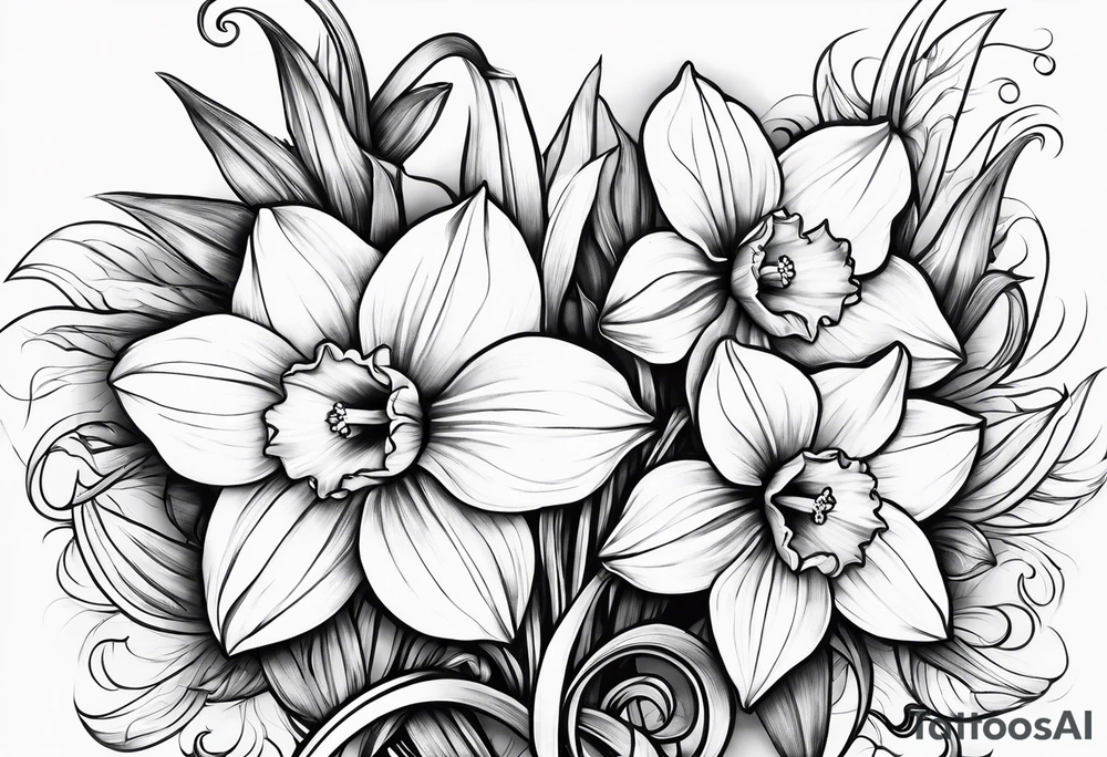 Daffodil birth flower chain tattoo idea