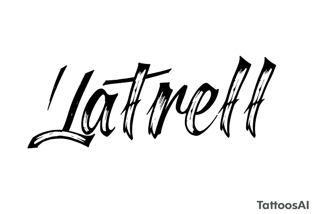 Gangsta cursive 
Lettering style fonts that say Latrell tattoo idea