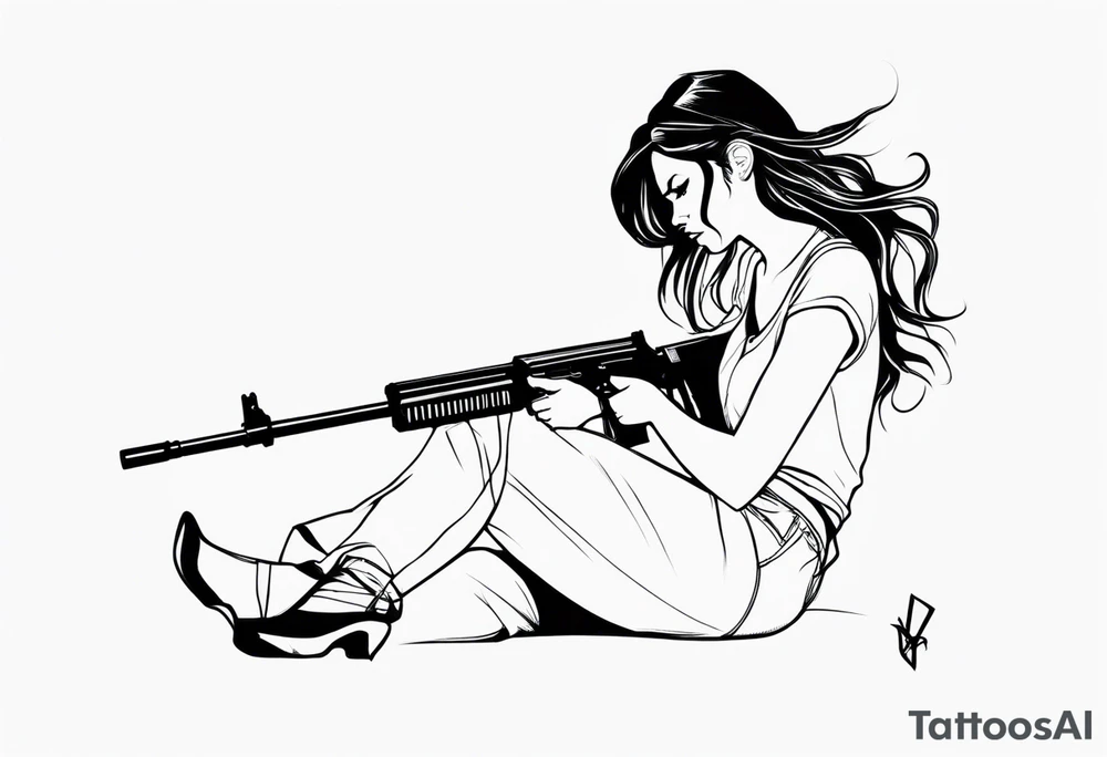 capricorn girl with gun tattoo idea