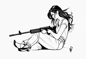 capricorn girl with gun tattoo idea