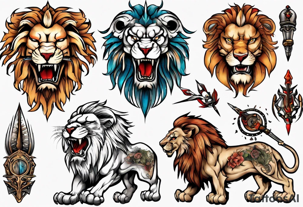 warrior lion tattoo idea