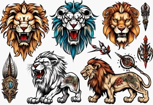 warrior lion tattoo idea