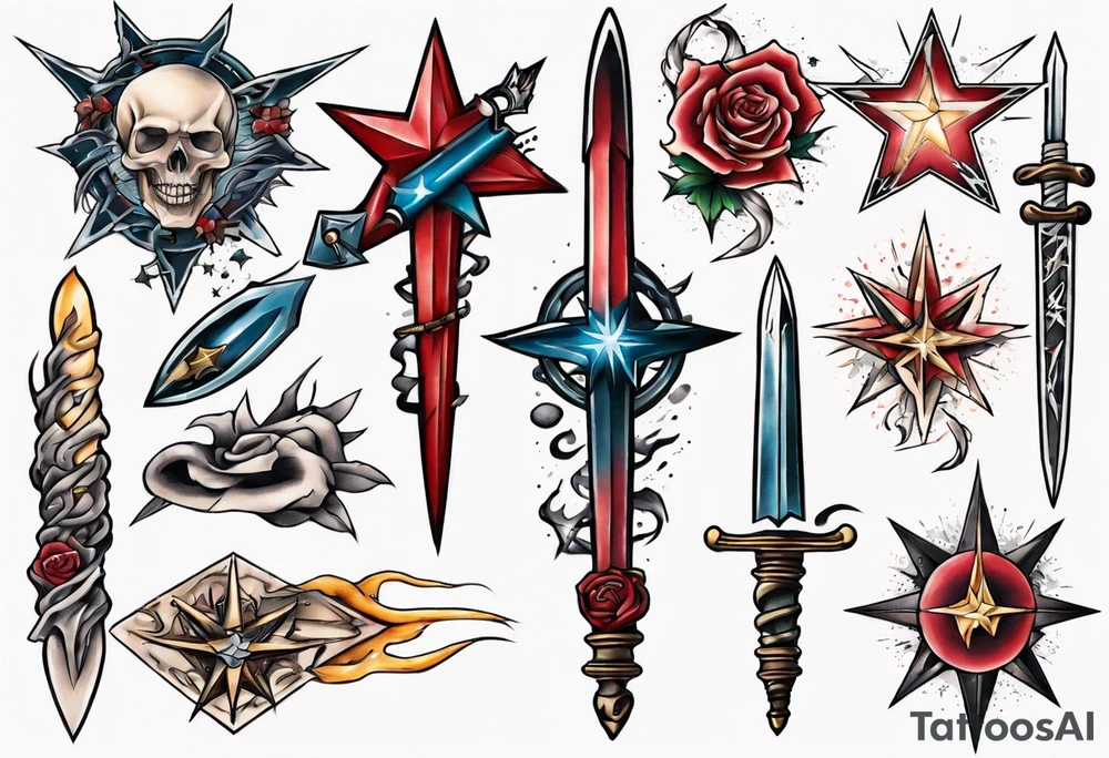 Star wounded by dagger tattoo idea