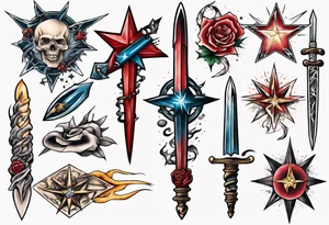 Star wounded by dagger tattoo idea