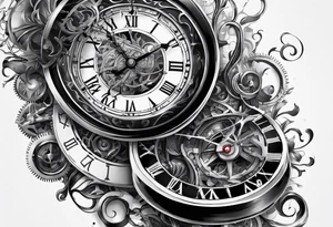 Extremely hyper realistic clock being broken and wrapped around tattoo idea