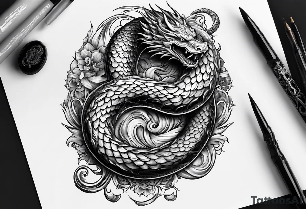 Jörmungandr wrapping around a leg tattoo idea