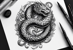 Jörmungandr wrapping around a leg tattoo idea