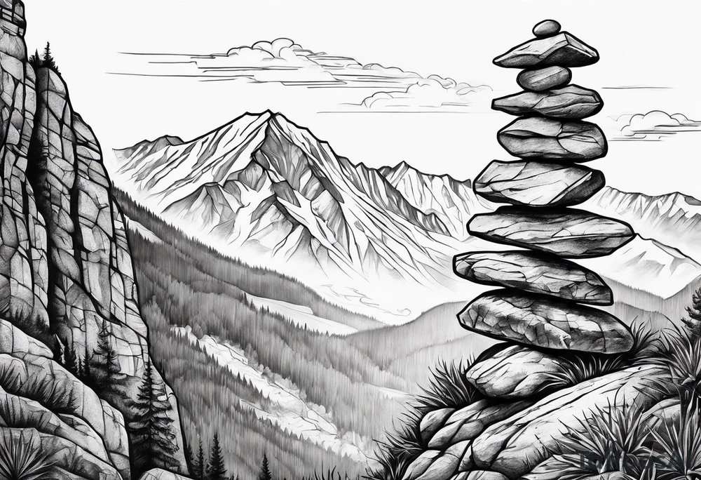 Hiking Rock tower tattoo idea