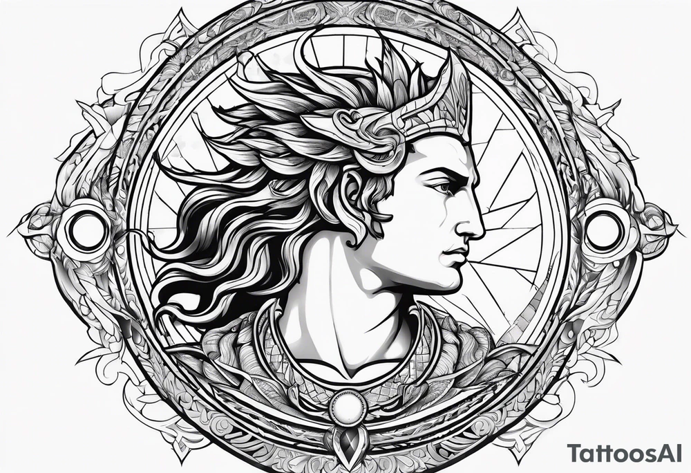 SUN GOD APOLLO WITH DRAGON tattoo idea