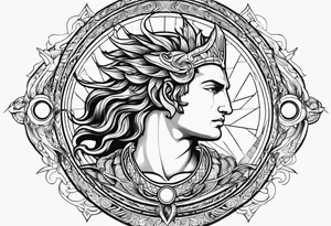 SUN GOD APOLLO WITH DRAGON tattoo idea