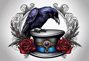 a raven sitting on top of the ravenmasters hat tattoo idea