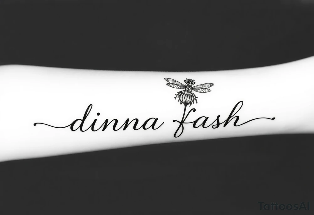 minimaliste simple for hand thistle with dragonfly text : dinna fash tattoo idea