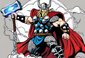 The Mighty Thor  with lightning in the background tattoo idea