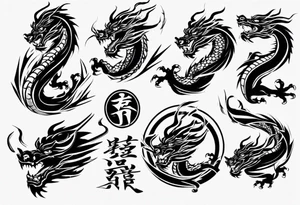 Taekwondo blackbelt with korean dragon in background tattoo idea