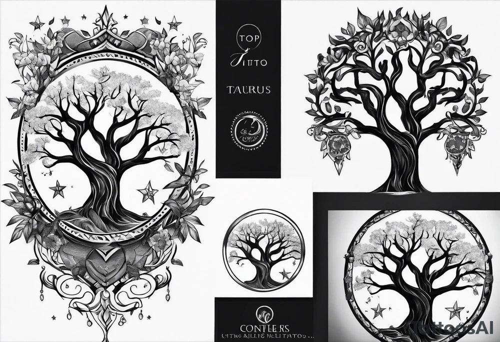 Tree of life and Taurus tattoo idea