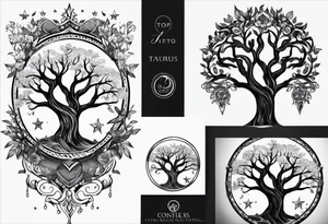 Tree of life and Taurus tattoo idea