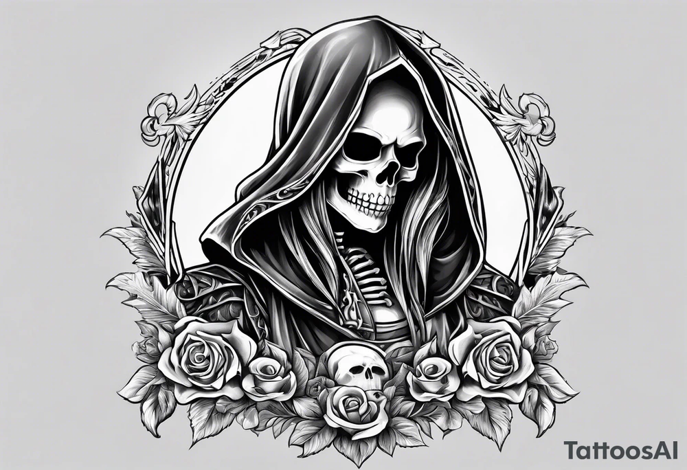 lady skeleton grim reaper satan tattoo idea