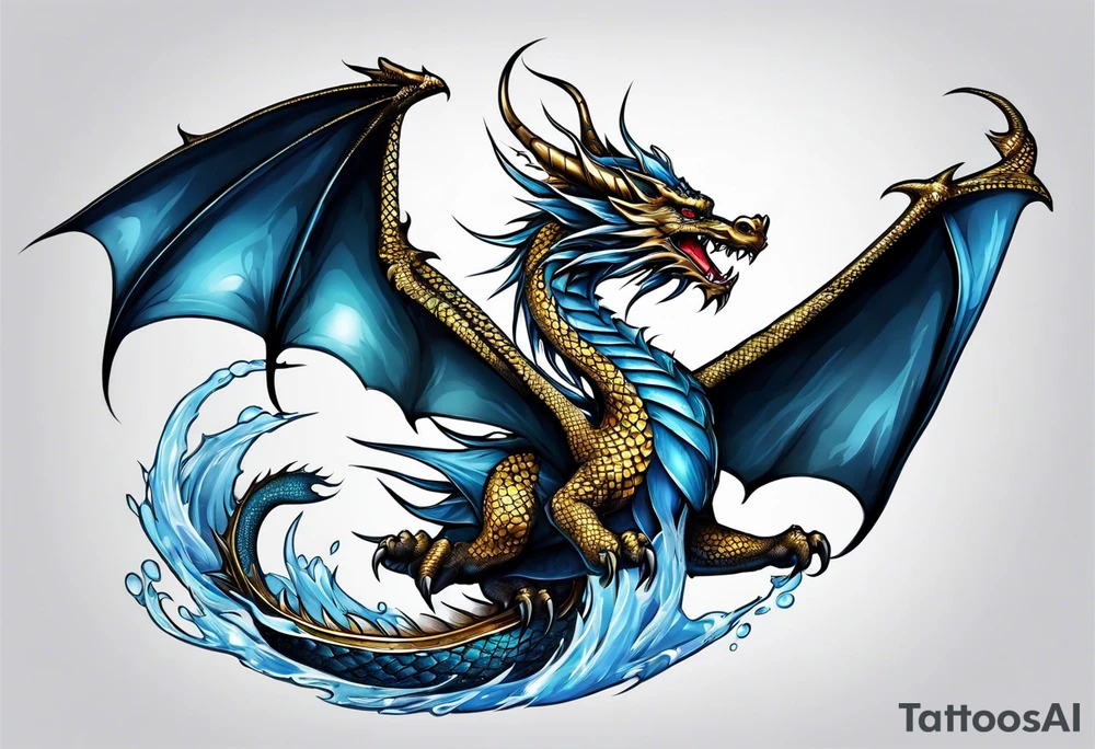 Flying dragon, ice around tattoo idea