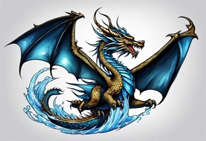 Flying dragon, ice around tattoo idea