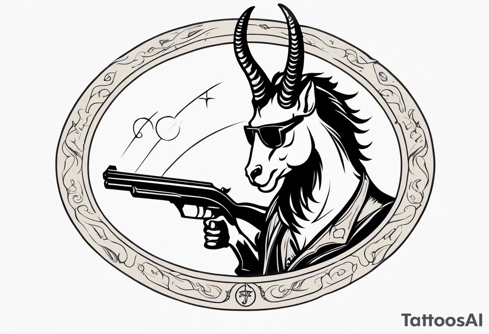 capricorn with sunglasses and shotgun tattoo idea