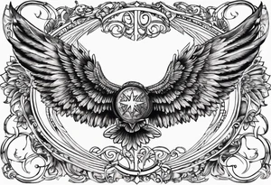 wings with the date September 28, 2005 in the center tattoo idea