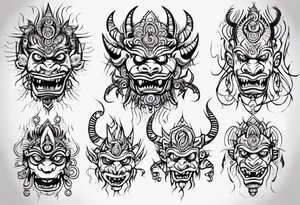 Hindu monster with connecting lines going out of it tattoo idea