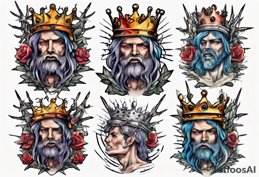 Bust of David with crown of thorns tattoo idea