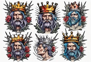 Bust of David with crown of thorns tattoo idea