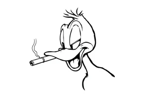 90s looking Daffy duck  smoking a rolled cigarette tattoo idea