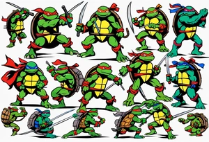 teenage mutant ninja turtles fighting scene tattoo idea