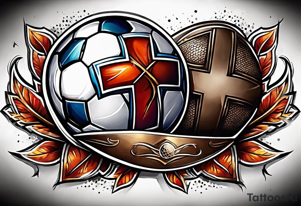 football leather cross tattoo idea