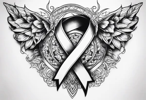 Cancer ribbon chest tattoo tattoo idea