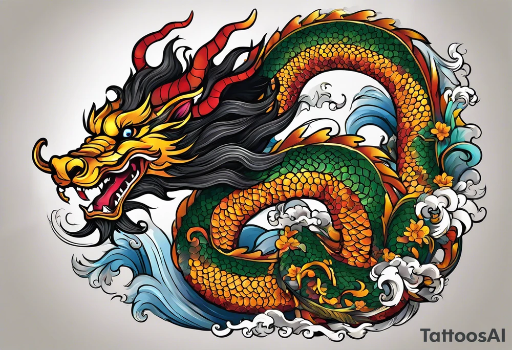 I want to make 12 Chinese zodiac animals in such a way that they give out the shape of the dragon.
It would start with a dragon and end with a snake. tattoo idea