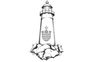 Lighthouse with coat of arms tattoo idea