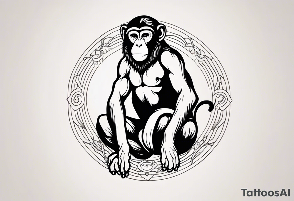 zodiac monkey with full body tattoo idea
