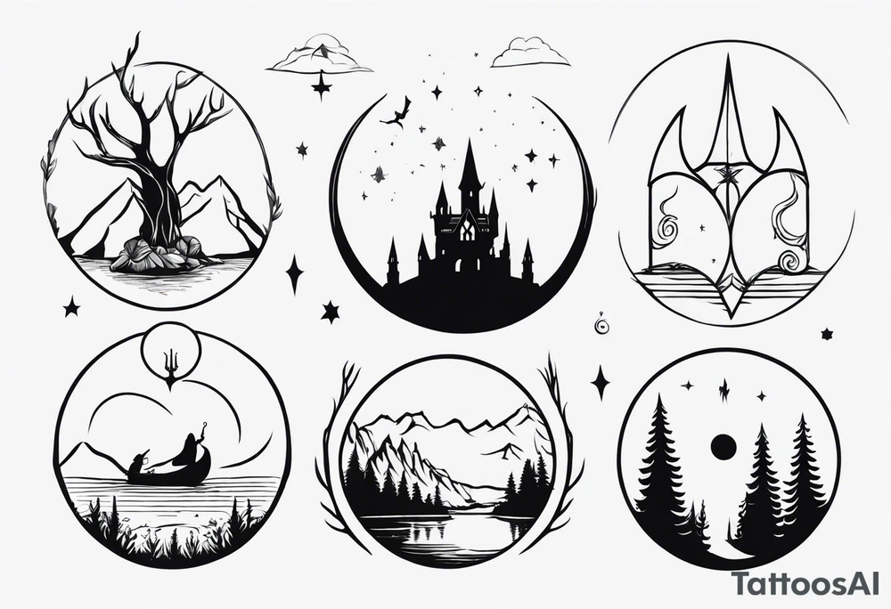 Lord of the rings and Harry Potter mash up. Small dainty and minimal tattoo idea