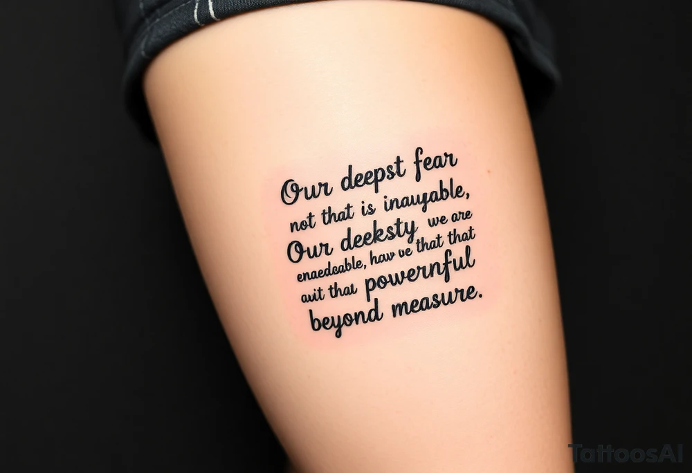 meaningful basketball things with “  Our deepest fear is not that we are inadequate, Our deepest fear is that we are powerful beyond measure tattoo idea