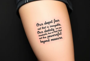 meaningful basketball things with “  Our deepest fear is not that we are inadequate, Our deepest fear is that we are powerful beyond measure tattoo idea
