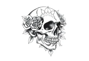 Skull with roses and mandala tattoo idea
