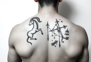 combine the symbols for capricorn and sagittarius with some celestial items interspersed tattoo idea