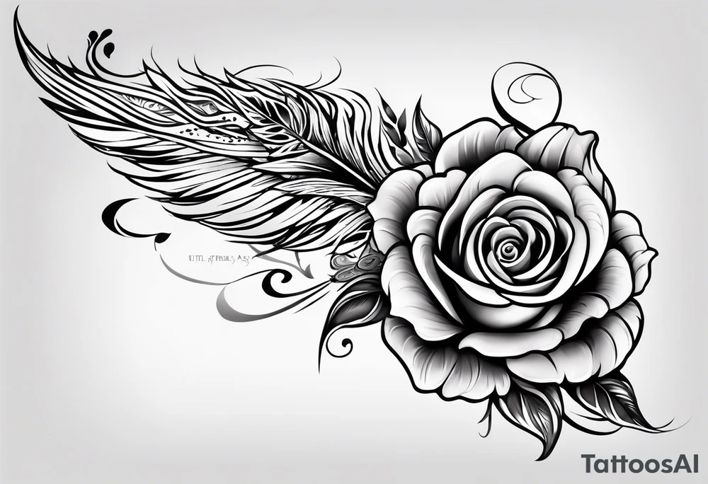 fore arm tattoo
a angel feather including a stylish rose with first name Isa encrypted tattoo idea