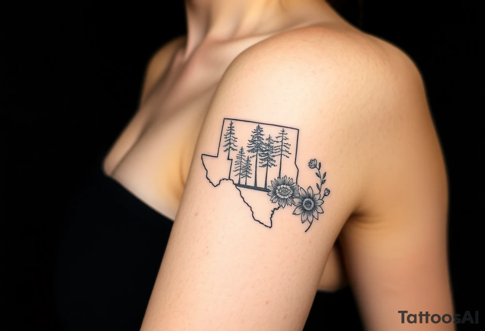 Texas 
Washington 
Connecticut 
State trees and flowers tattoo idea