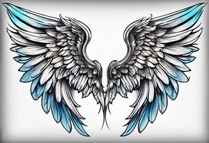 beautiful angel wings. with flilgree in the background tattoo idea