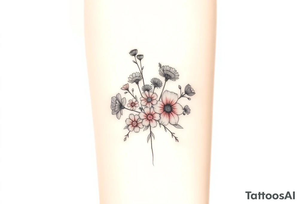 Wild flowers clustered together tattoo idea