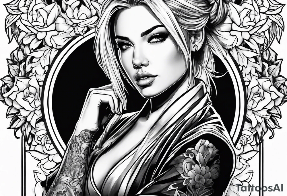 Blonde female martial artist tattoo idea