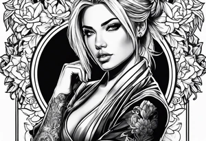Blonde female martial artist tattoo idea
