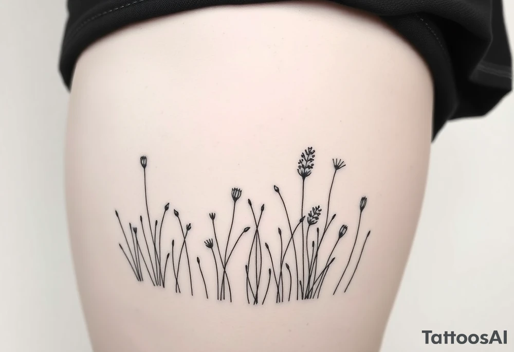 A field with long grass and flowers tattoo idea