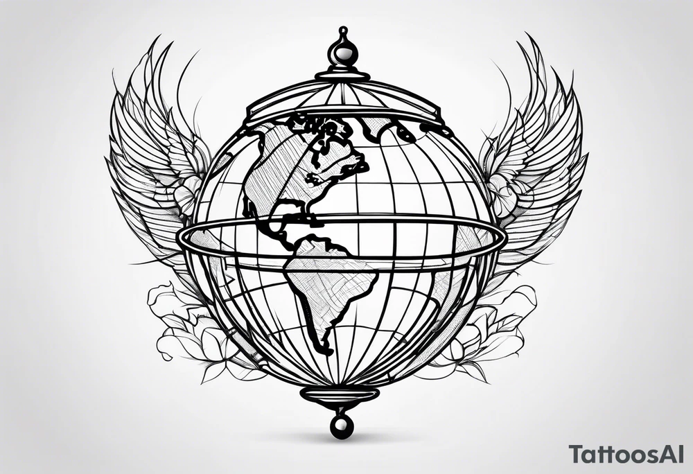 globe single line tattoo idea