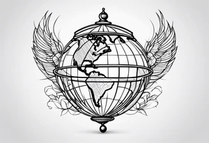 globe single line tattoo idea